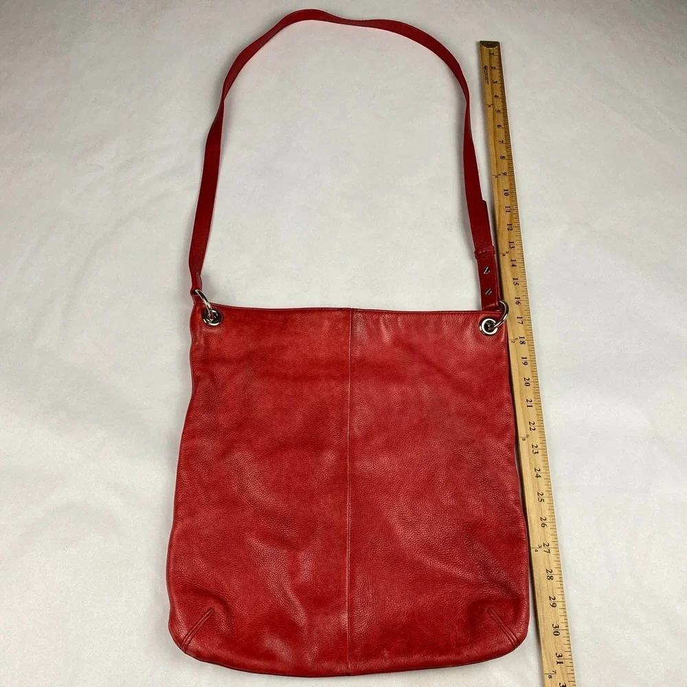 J.Jill Leather Purse Red Crossbody Hobo Bag - Flawed